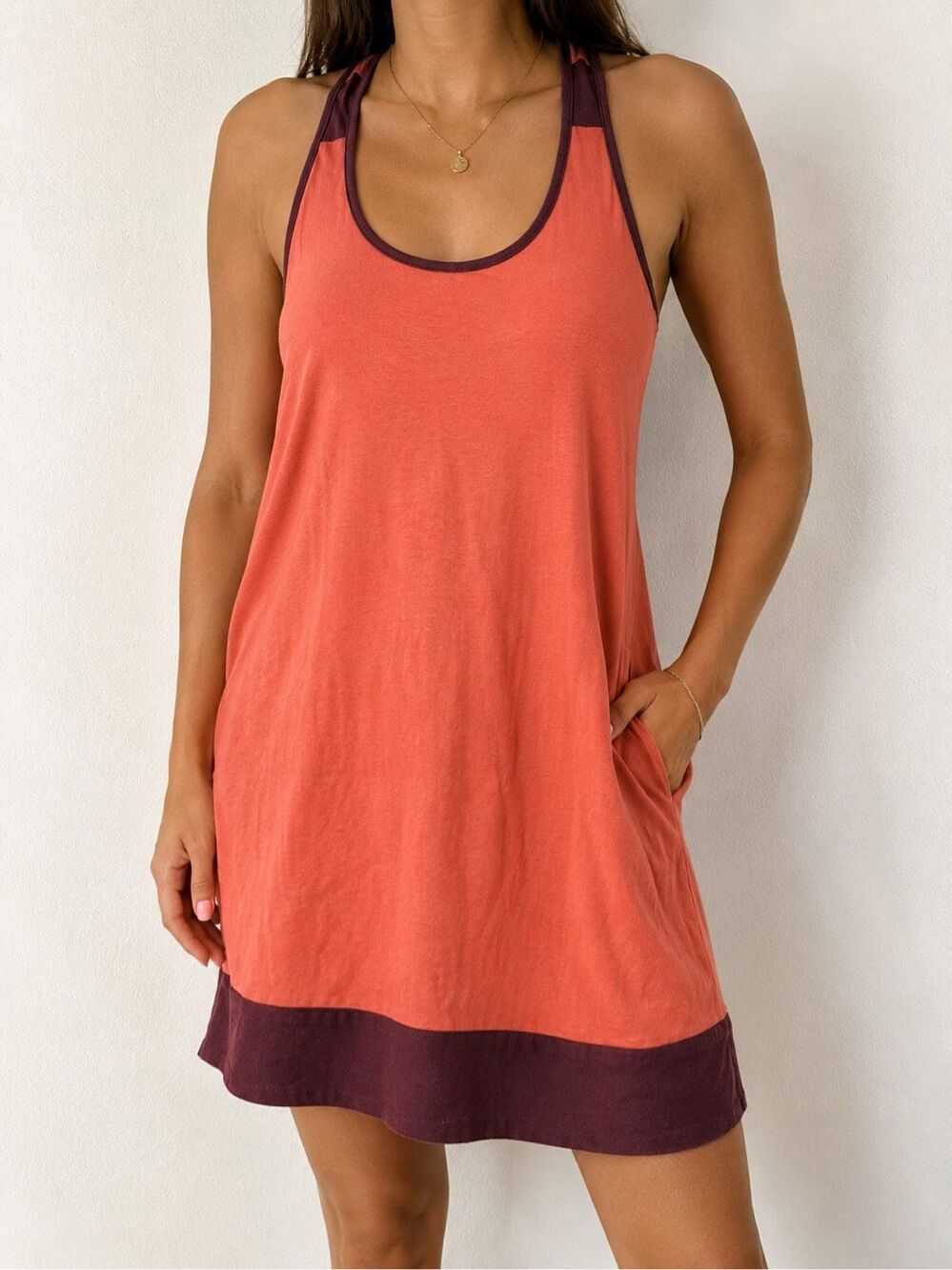 Patagonia Organic Cotton Tencel Racerback Tank Dress Size 8 Coral